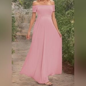 Glampunch Maternity Dress On/ Off Shoulder Short Sleeve Maxi Pregnancy Dress NWT
